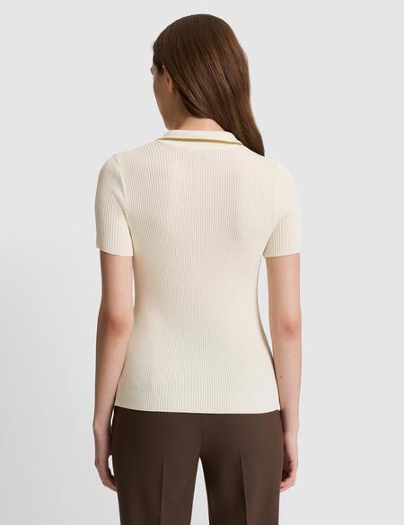 Ekru Comfort Fit Polo Yaka Triko Tişört - 50326899007