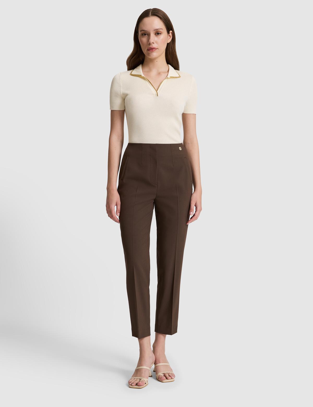 Ekru Comfort Fit Polo Yaka Triko Tişört - 50326899007