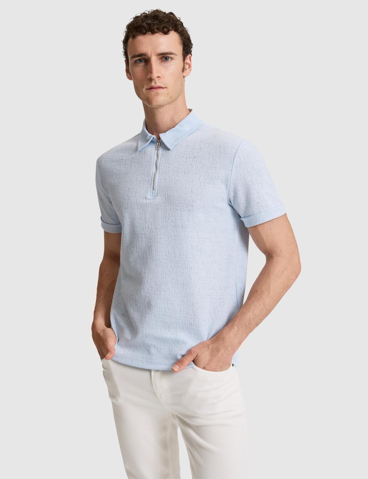 Açık Mavi Slim Fit Polo Yaka Tişört - 50321152111