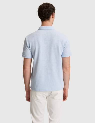 Açık Mavi Slim Fit Fermuarlı Polo Yaka Tişört
