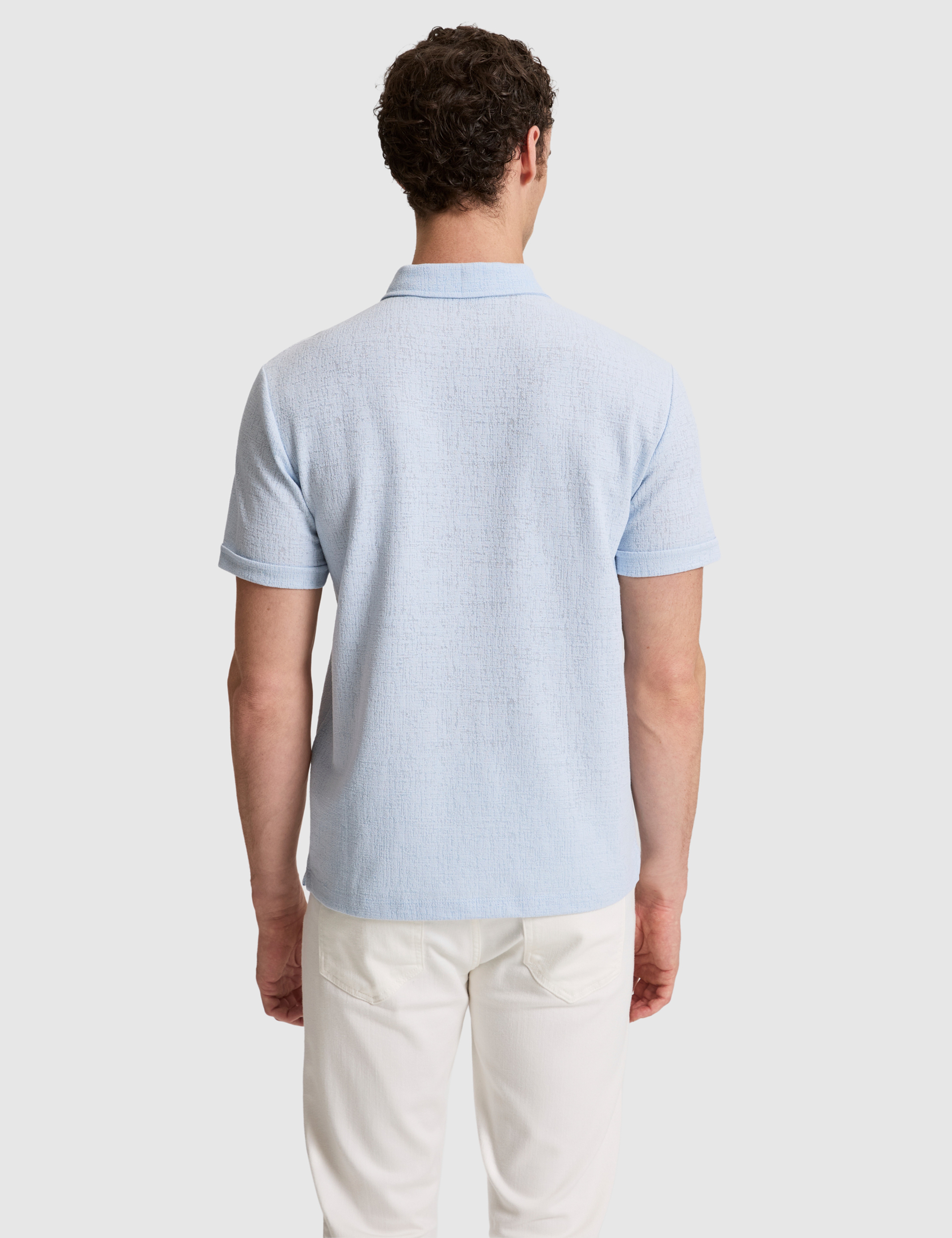 Açık Mavi Slim Fit Fermuarlı Polo Yaka Tişört