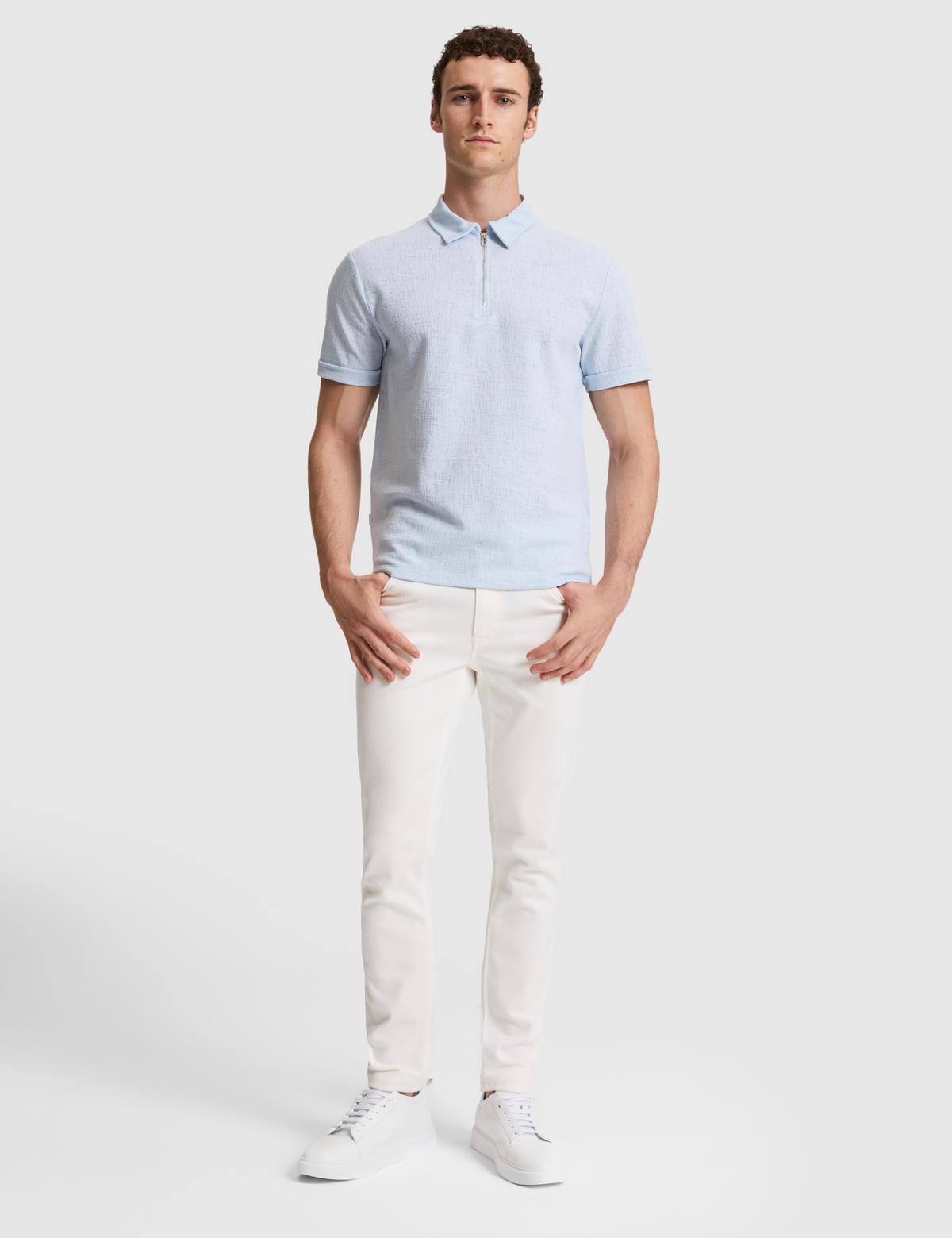 Açık Mavi Slim Fit Polo Yaka Tişört - 50321152111