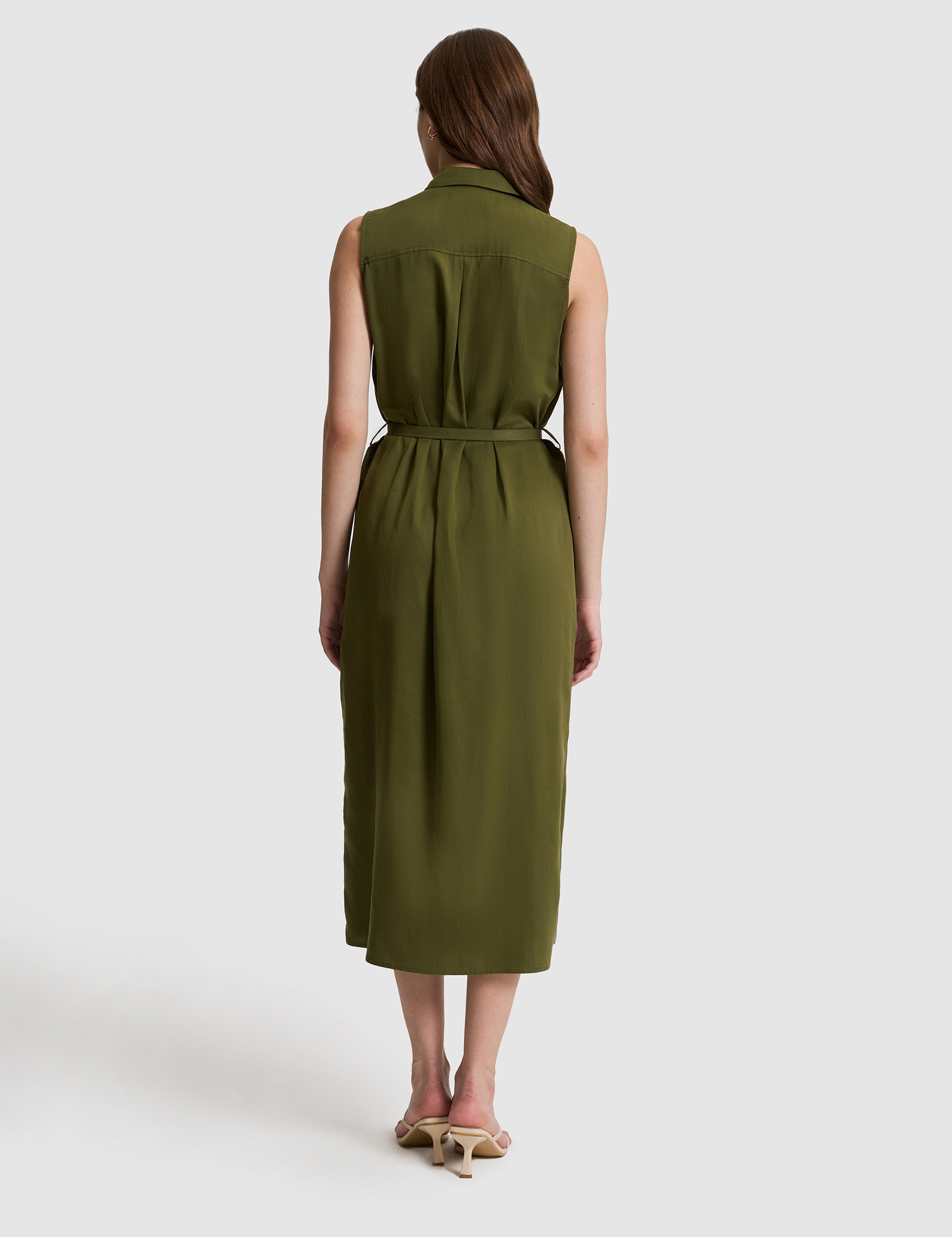 Haki Regular Fit Dokuma Elbise - Image 5