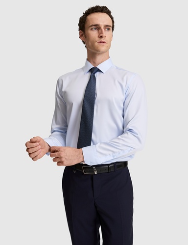 Açık Mavi Non İron Kolay Ütülenebilir Regular Fit Uzun Kollu Basic Gömlek