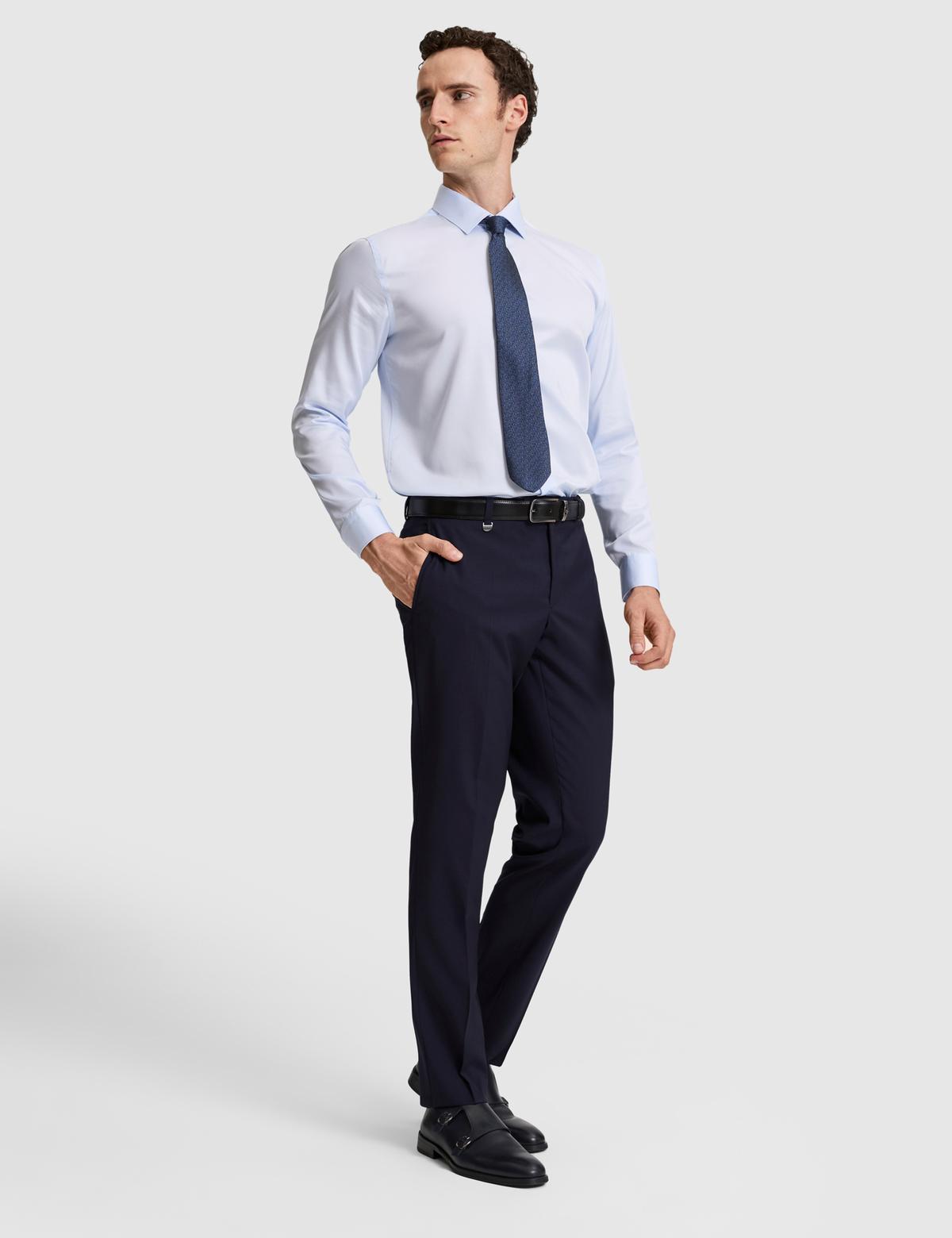 Açık Mavi Non İron Kolay Ütülenebilir Regular Fit Uzun Kollu Basic Gömlek - 50325163019