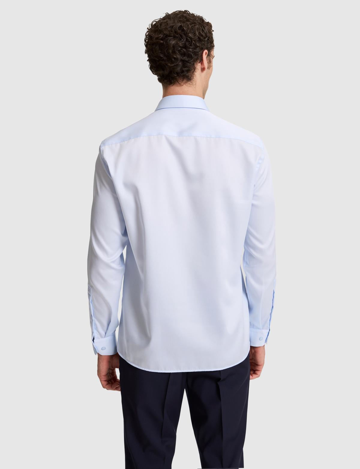 Açık Mavi Non İron Kolay Ütülenebilir Regular Fit Uzun Kollu Basic Gömlek - 50325163019