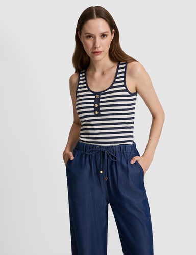 Lacivert Slim Fit Örme Bluz