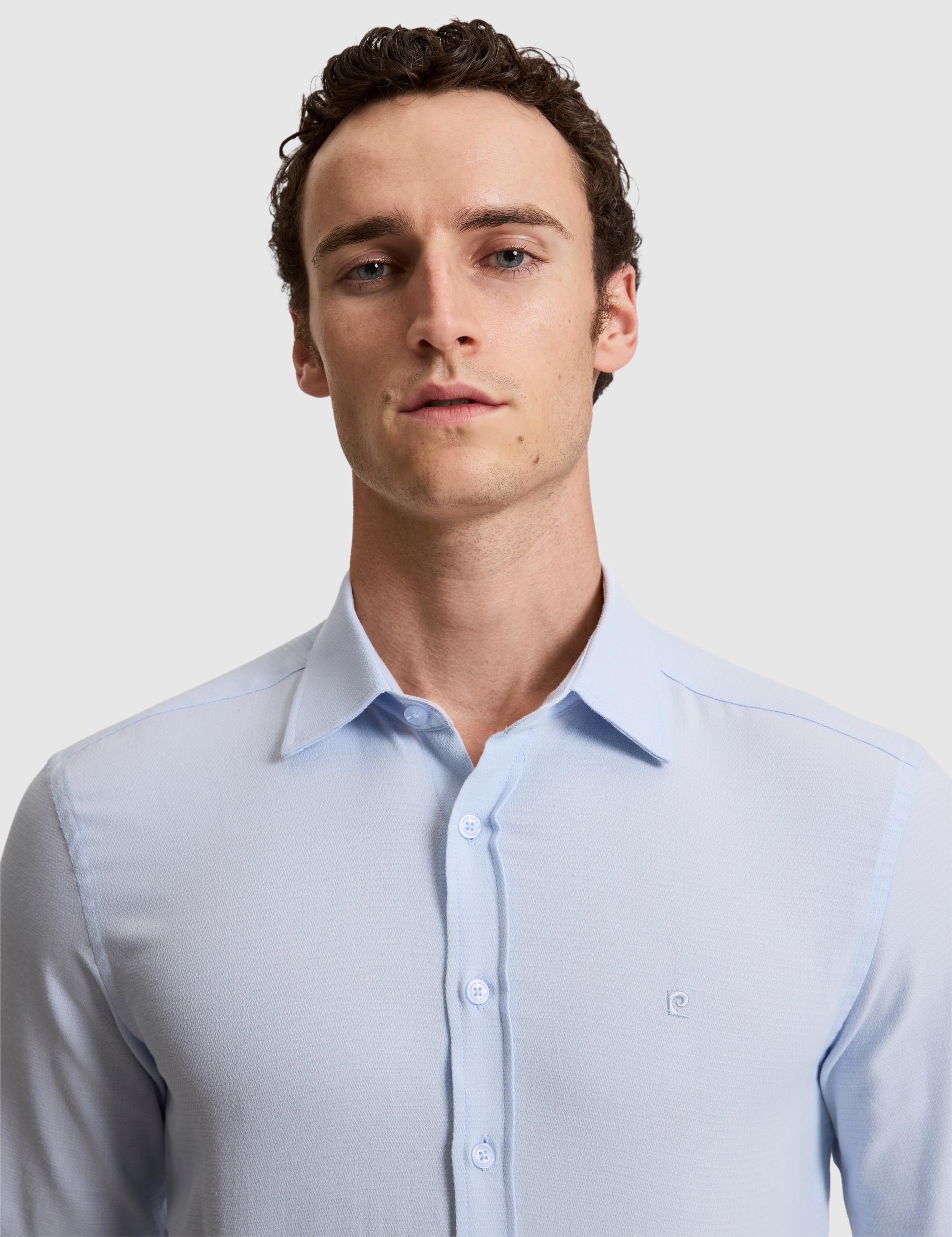 Açık Mavi Slim Fit Uzun Kollu Gömlek
