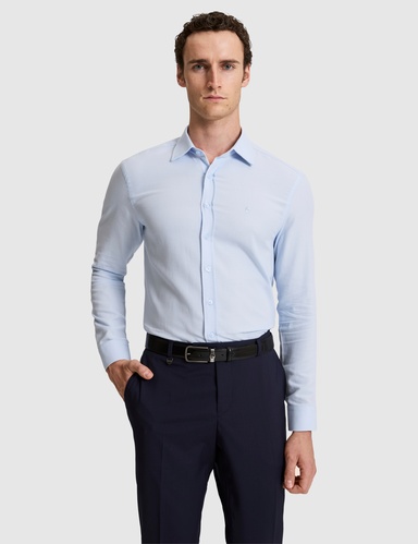 Açık Mavi Slim Fit Uzun Kollu Gömlek