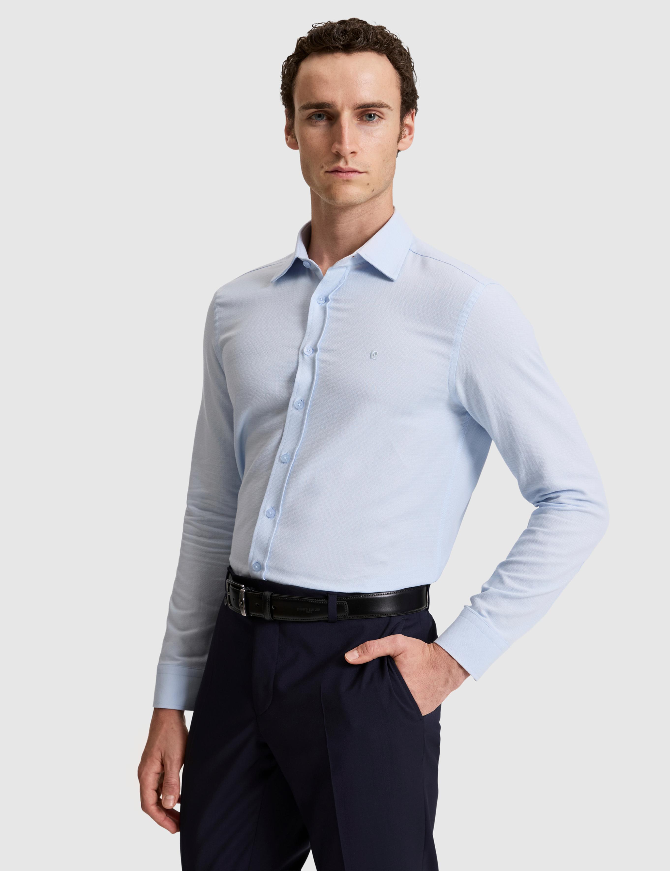 Açık Mavi Slim Fit Uzun Kollu Gömlek
