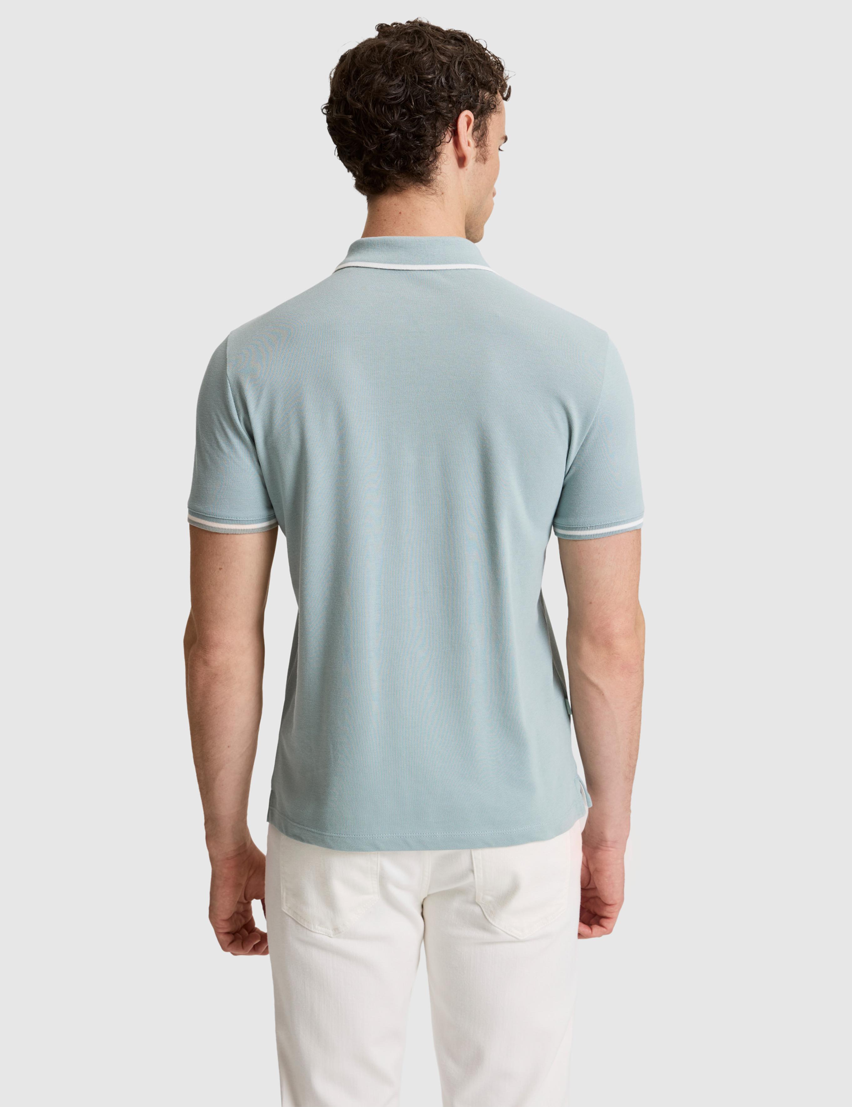 Koyu Mint Slim Fit %100 Pamuk Fermuarlı Polo Yaka Tişört