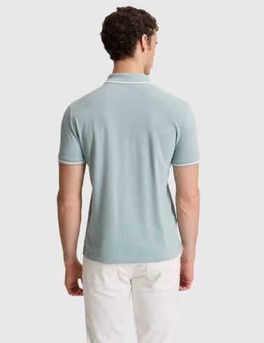 Koyu Mint Slim Fit %100 Pamuk Fermuarlı Polo Yaka Tişört