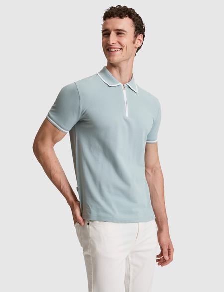 Koyu Mint Slim Fit %100 Pamuk Fermuarlı Polo Yaka Tişört - 50321201014