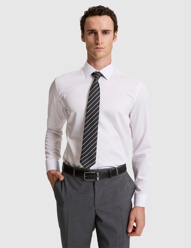 Beyaz Non İron Kolay Ütülenebilir Regular Fit Uzun Kollu Basic Gömlek