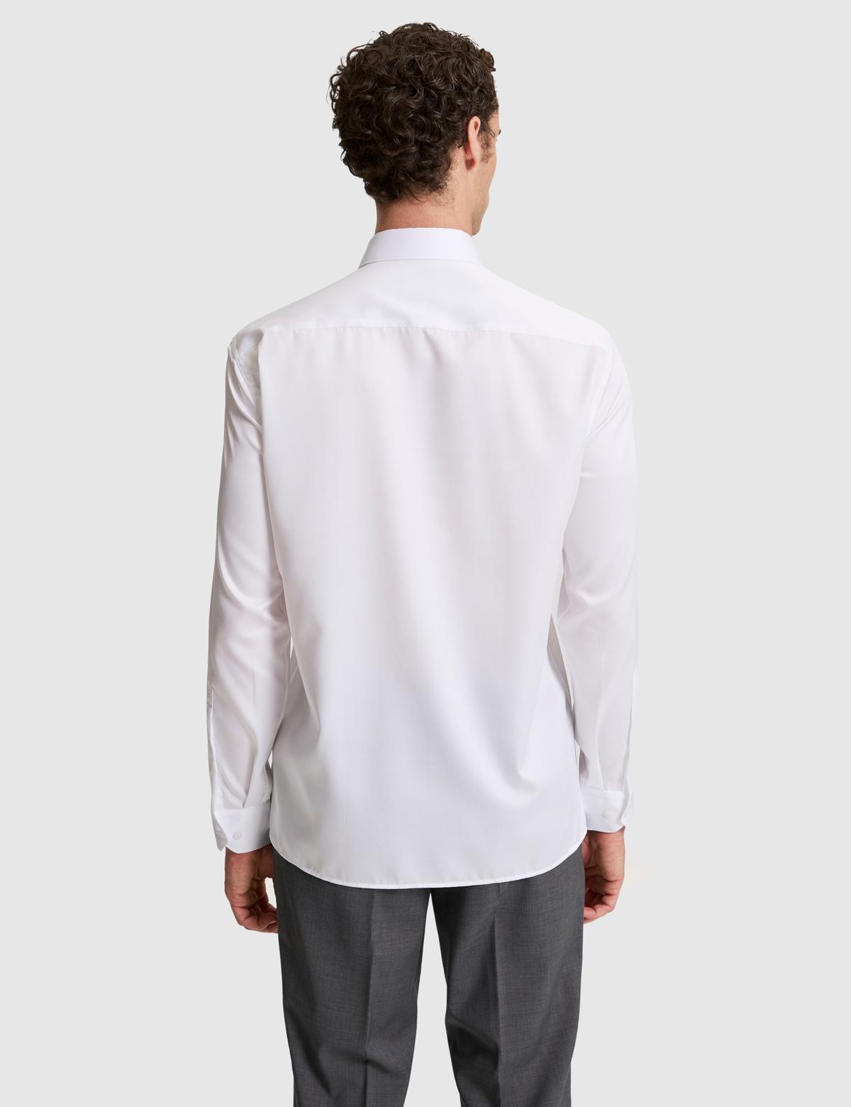 Beyaz Non İron Kolay Ütülenebilir Regular Fit Uzun Kollu Basic Gömlek - 50325163014