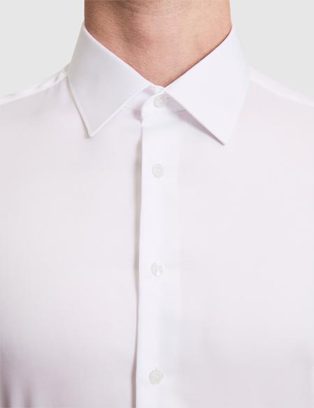 Beyaz Non İron Kolay Ütülenebilir Regular Fit Uzun Kollu Basic Gömlek - 50325163014