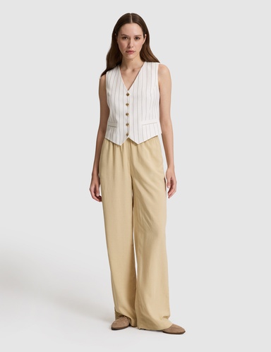 Bej Loose Fit Kanvas Pantolon