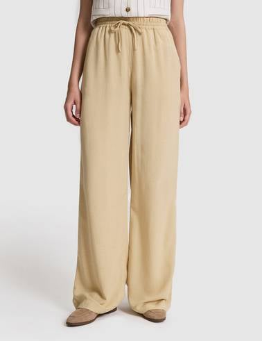 Bej Loose Fit Kanvas Pantolon