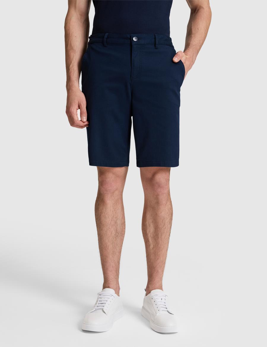 Lacivert Slim Fit Dokuma Şort