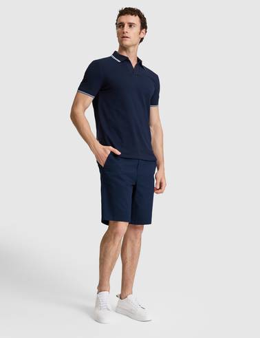 Lacivert Slim Fit Dokuma Şort