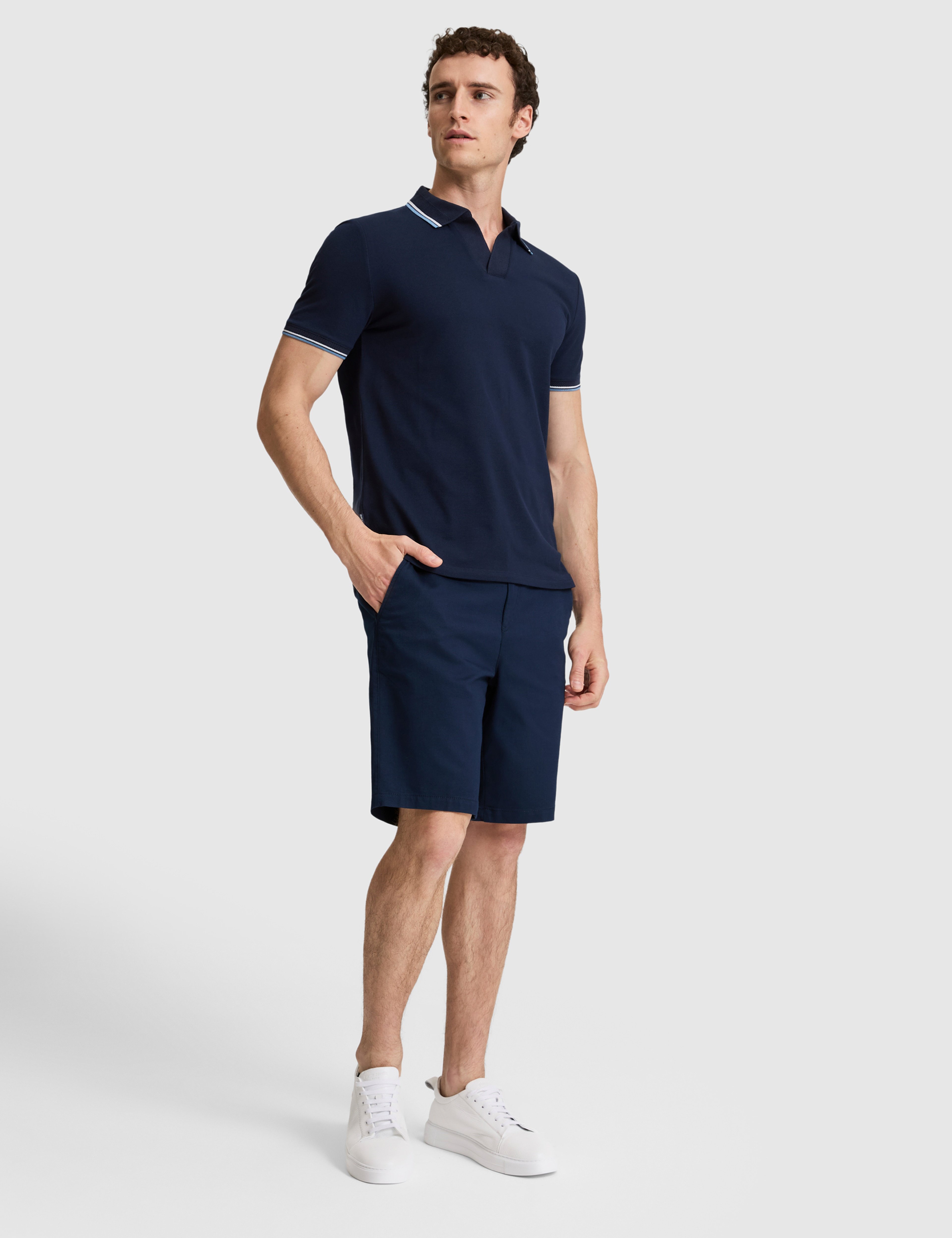 Lacivert Slim Fit Dokuma Şort - Image 3