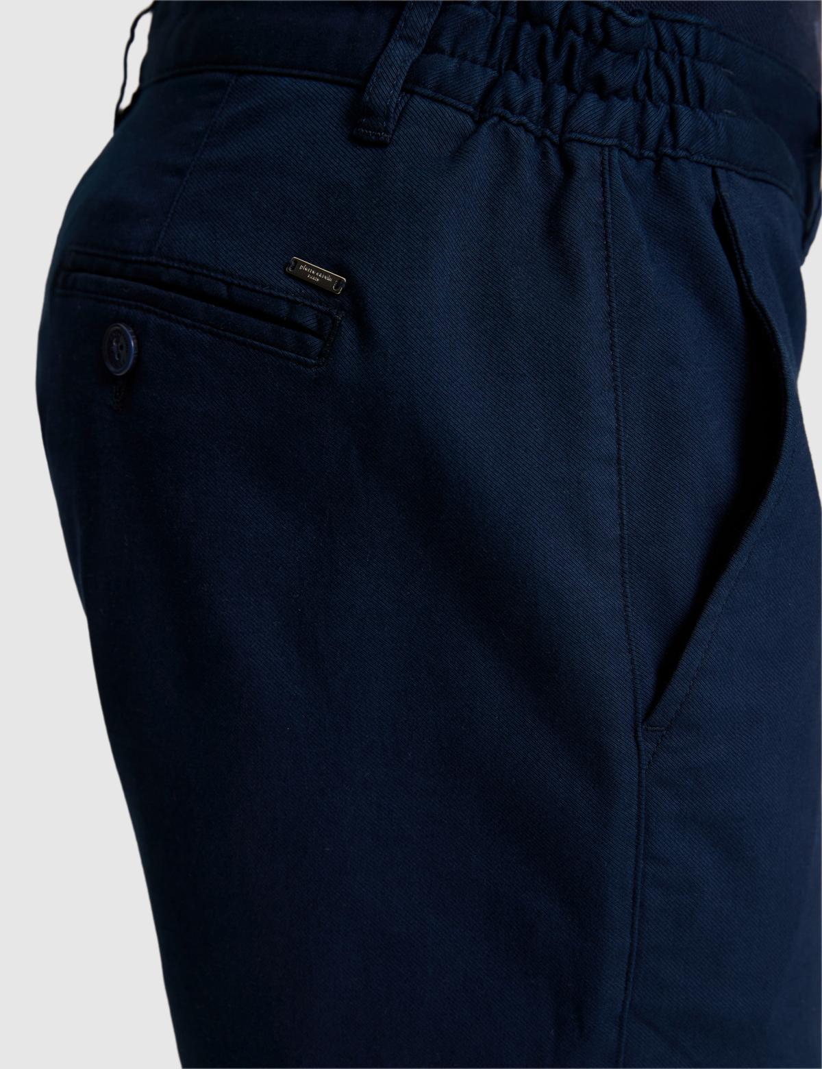 Lacivert Slim Fit Dokuma Şort - 50327884003