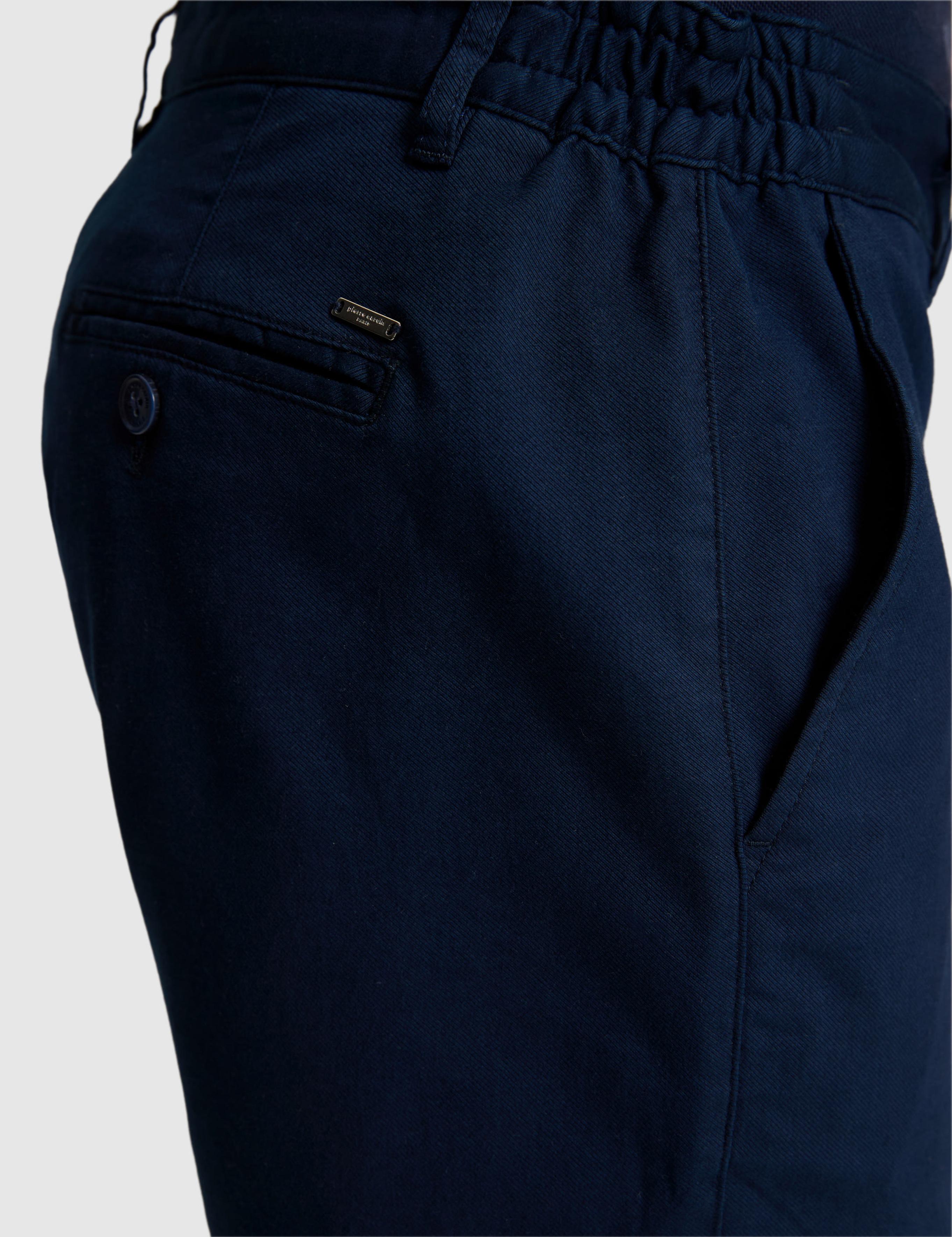 Lacivert Slim Fit Dokuma Şort