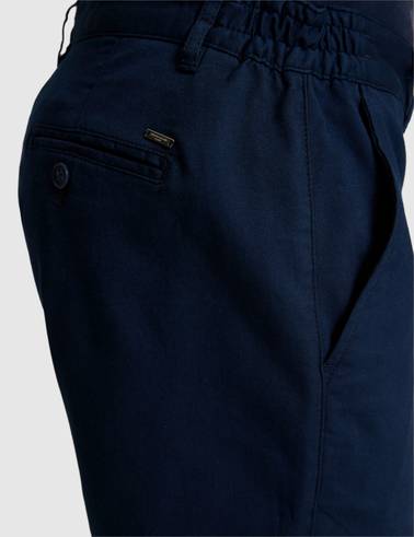 Lacivert Slim Fit Dokuma Şort
