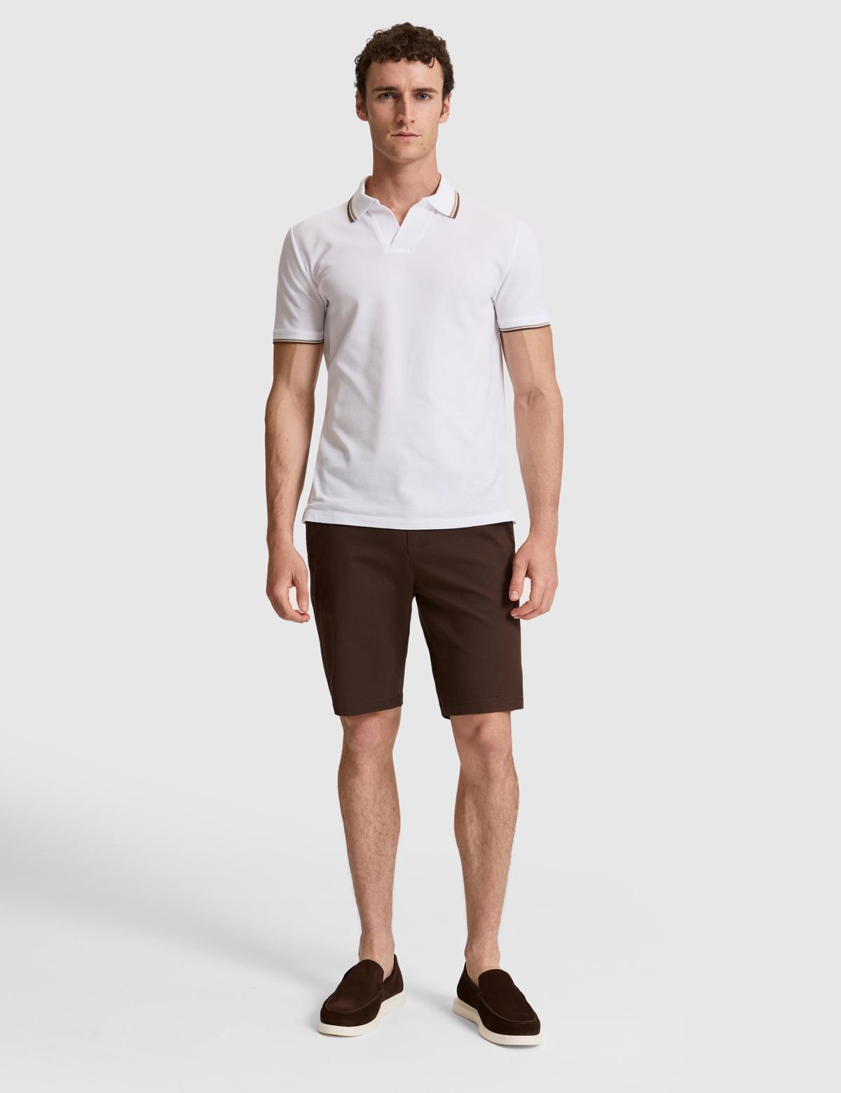 Koyu Kahverengi Slim Fit Dokuma Şort