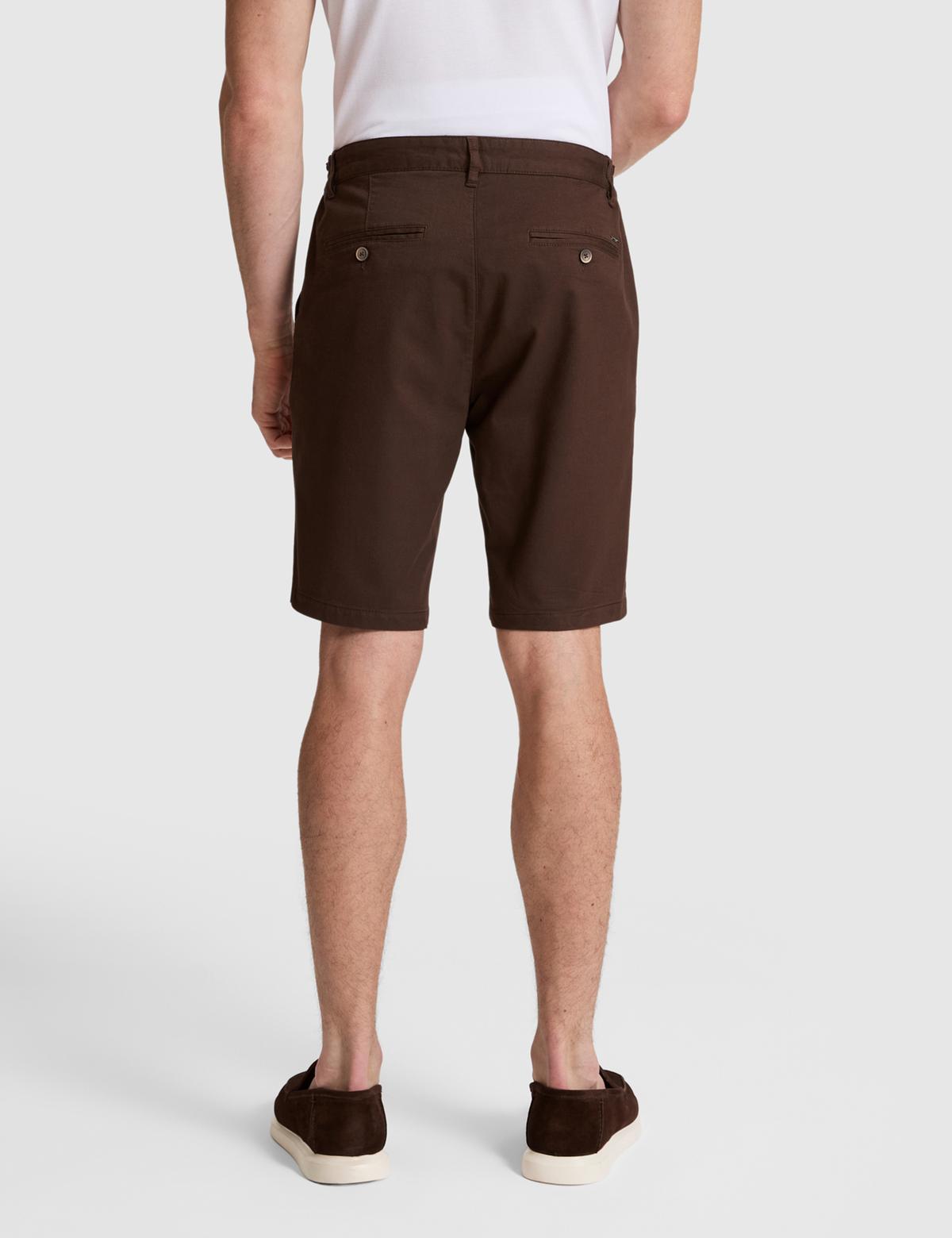 Koyu Kahverengi Slim Fit Dokuma Şort - 50327884012