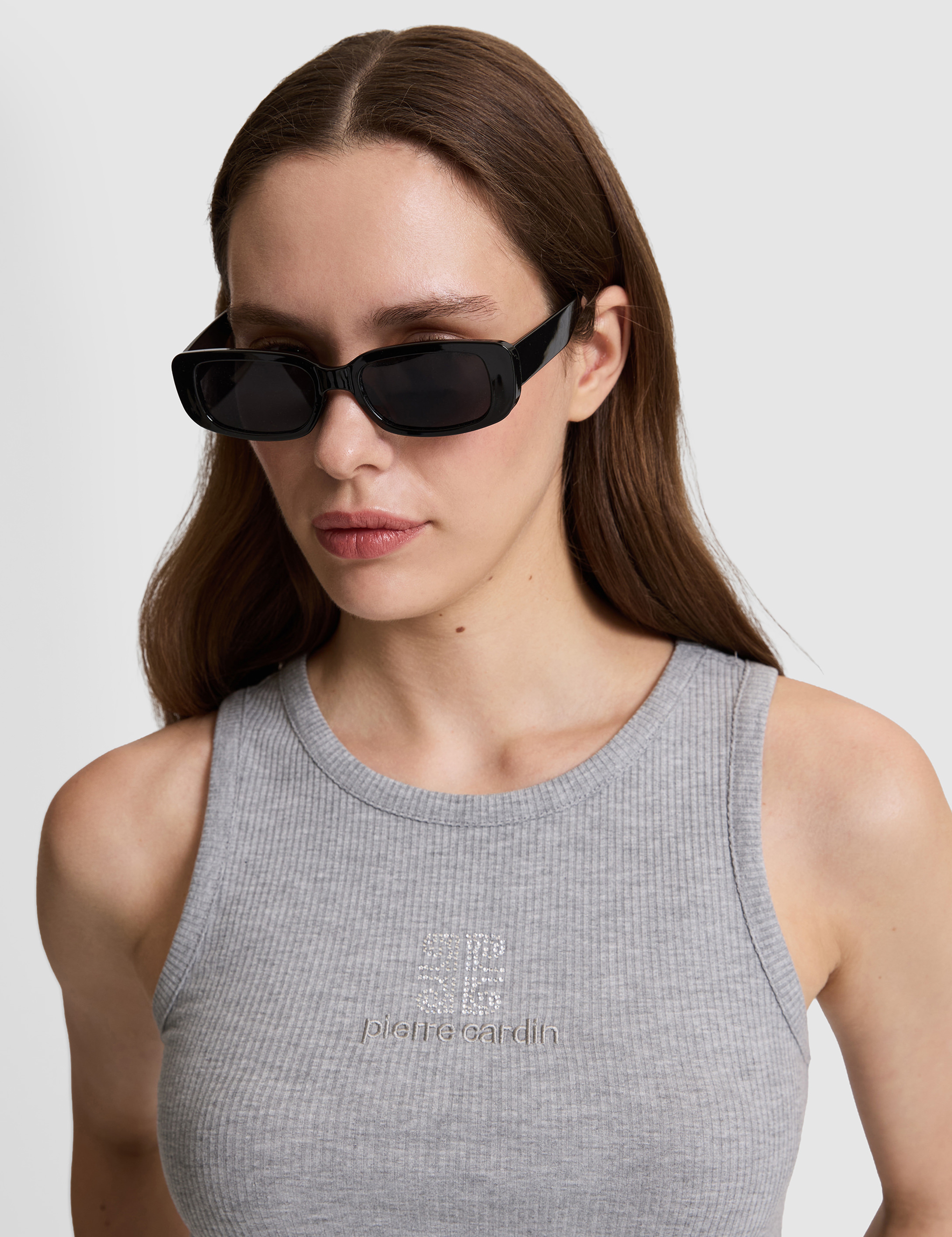 Gri Melanj Slim Fit Örme Bluz - Image 2