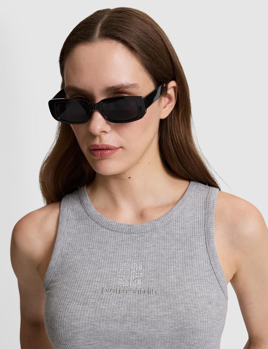 Gri Melanj Slim Fit Örme Bluz