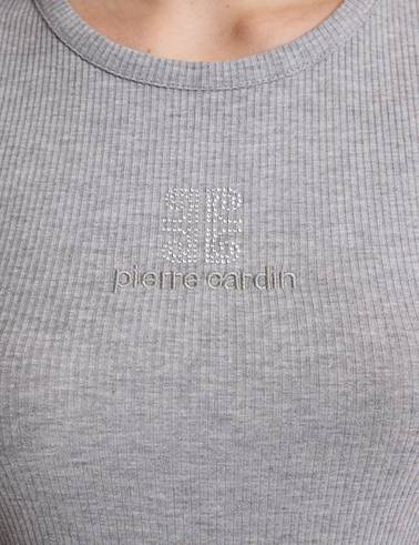 Gri Melanj Slim Fit Örme Bluz