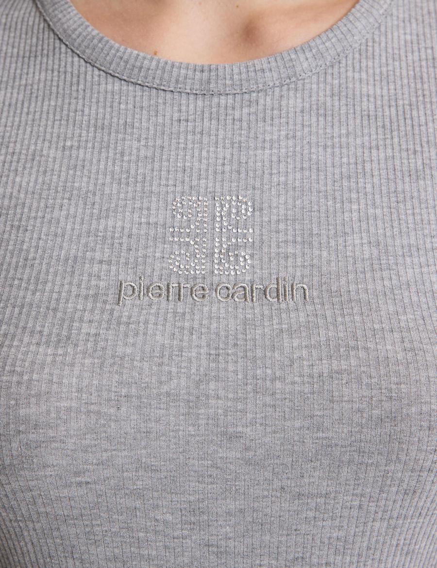 Gri Melanj Slim Fit Örme Bluz