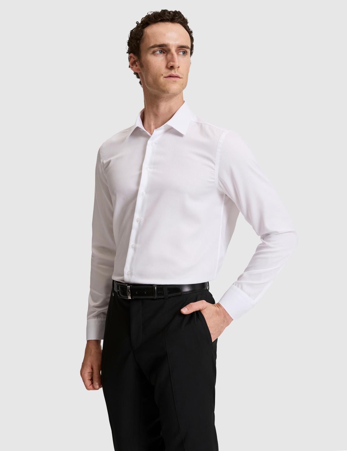 Beyaz Slim Fit Uzun Kollu Gömlek - 50321023008