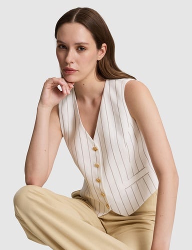 Ekru Slim Fit Yelek