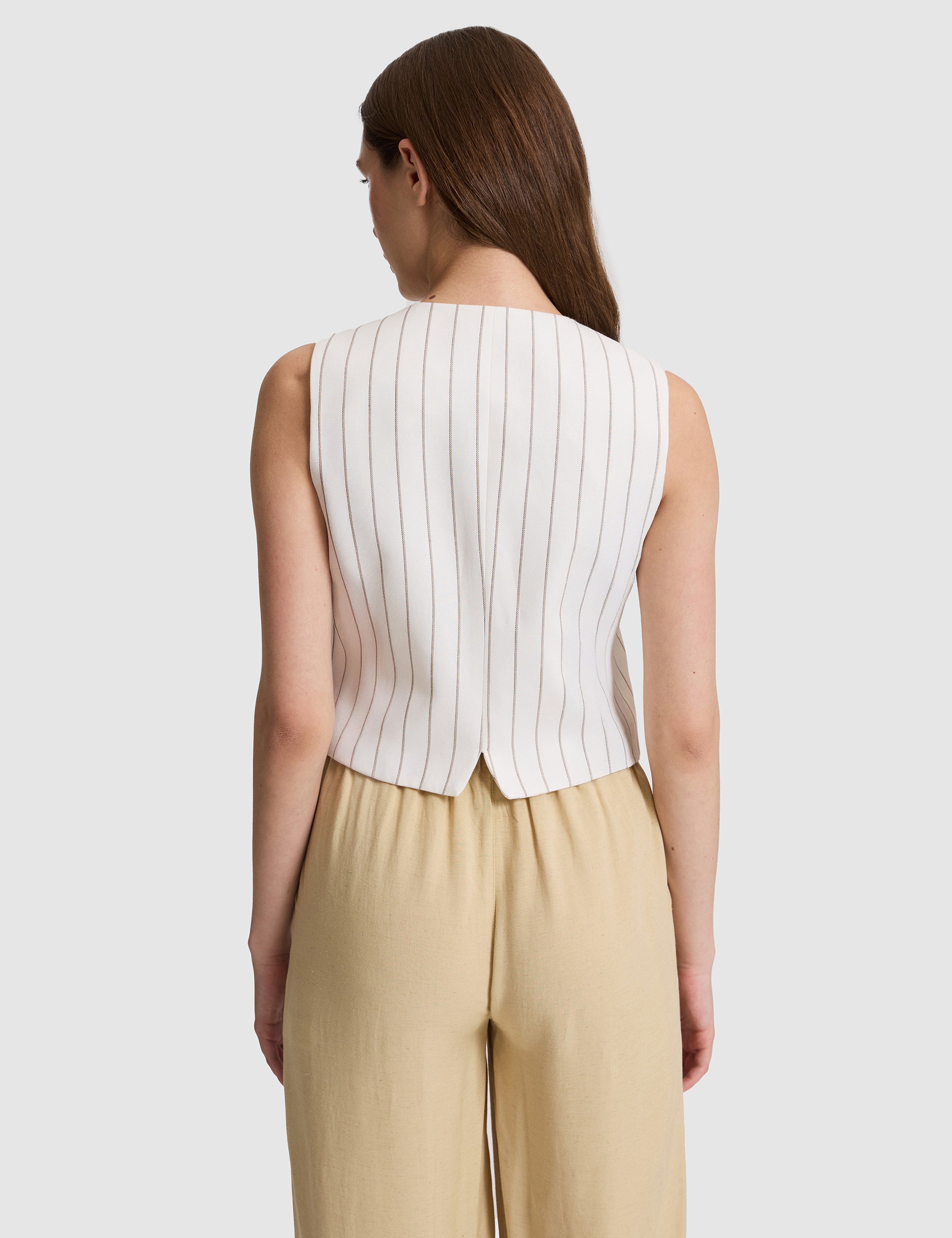 Ekru Slim Fit Yelek - Image 6
