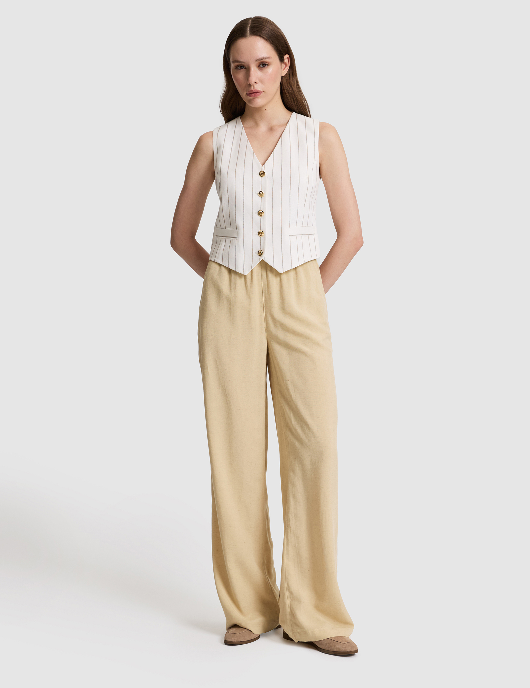 Ekru Slim Fit Yelek