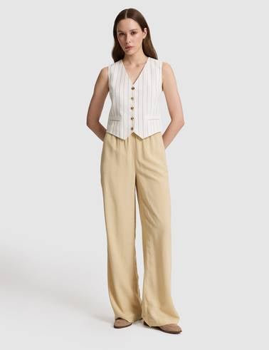 Ekru Slim Fit Yelek