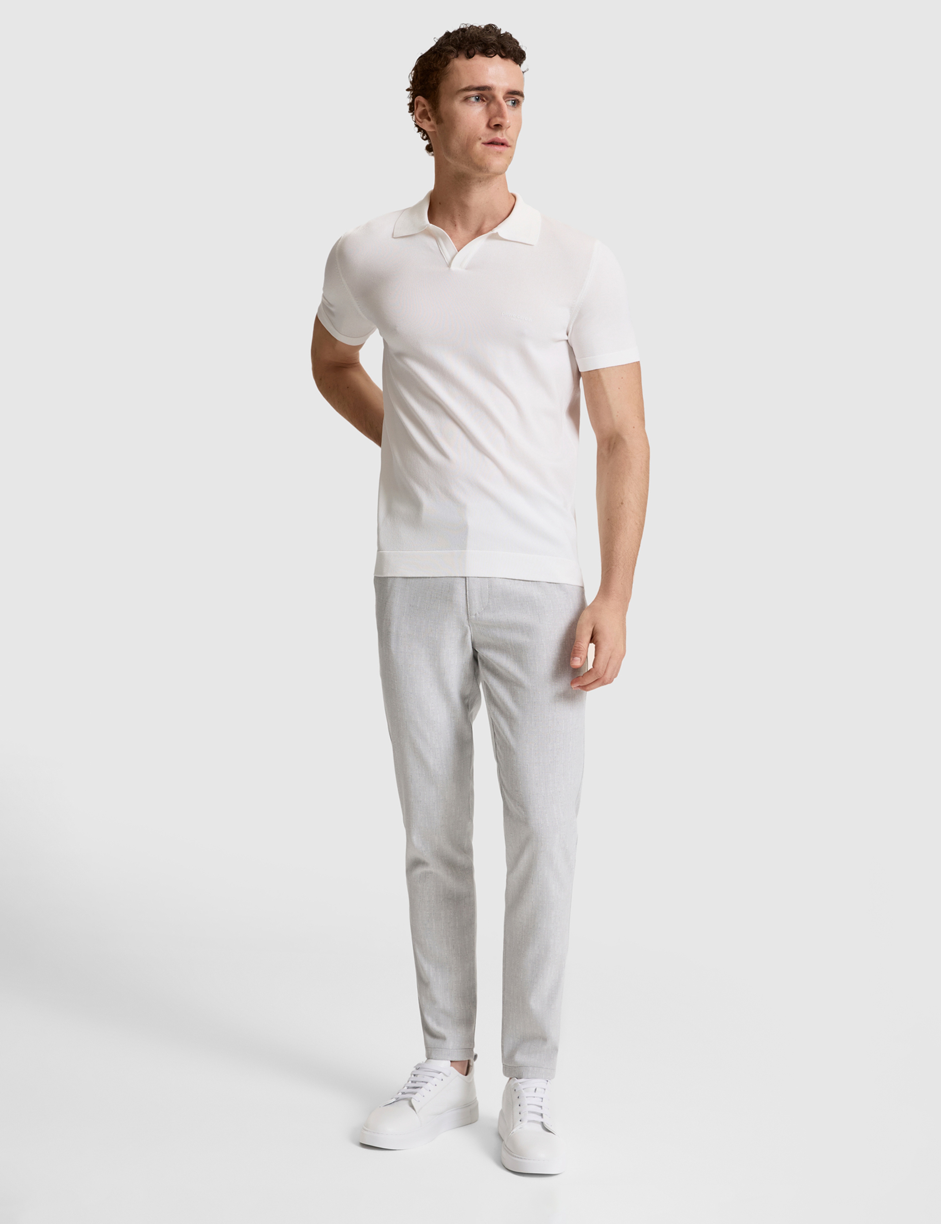 Haki Slim Fit Apaş Yaka Triko Tişört