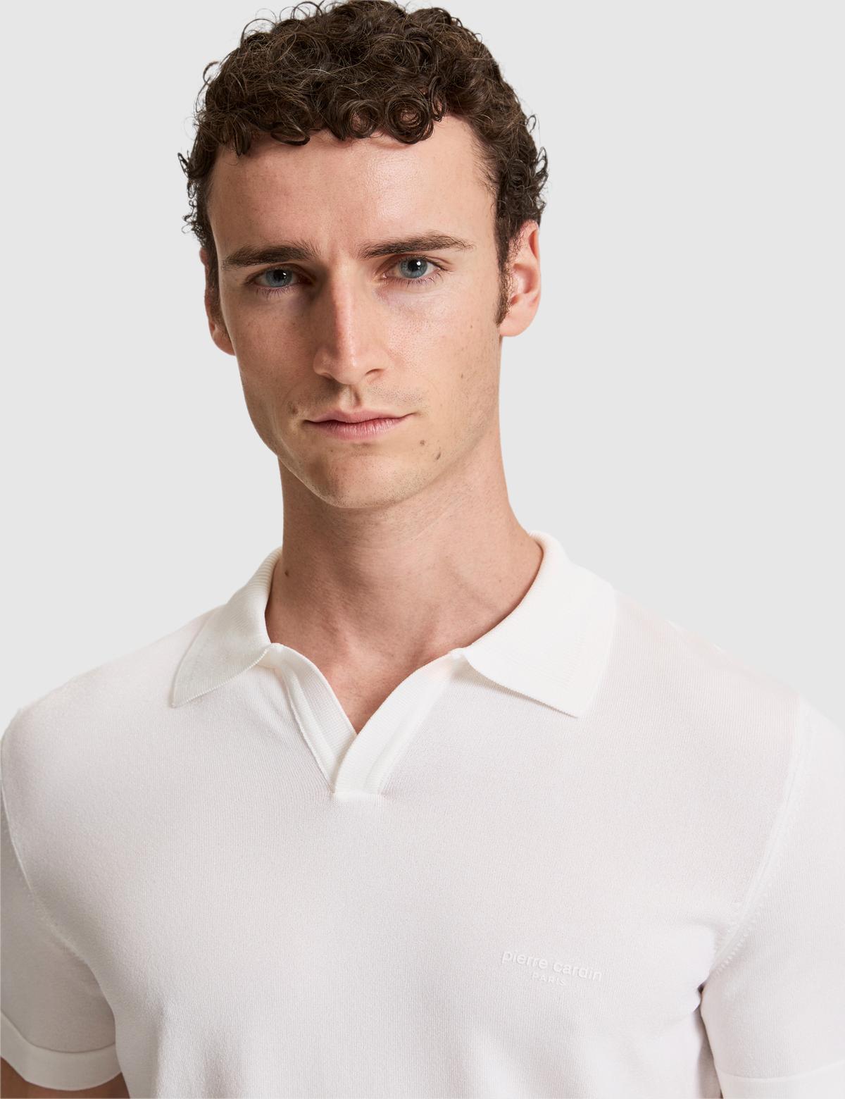 Haki Slim Fit Apaş Yaka Triko Tişört - 50324073036
