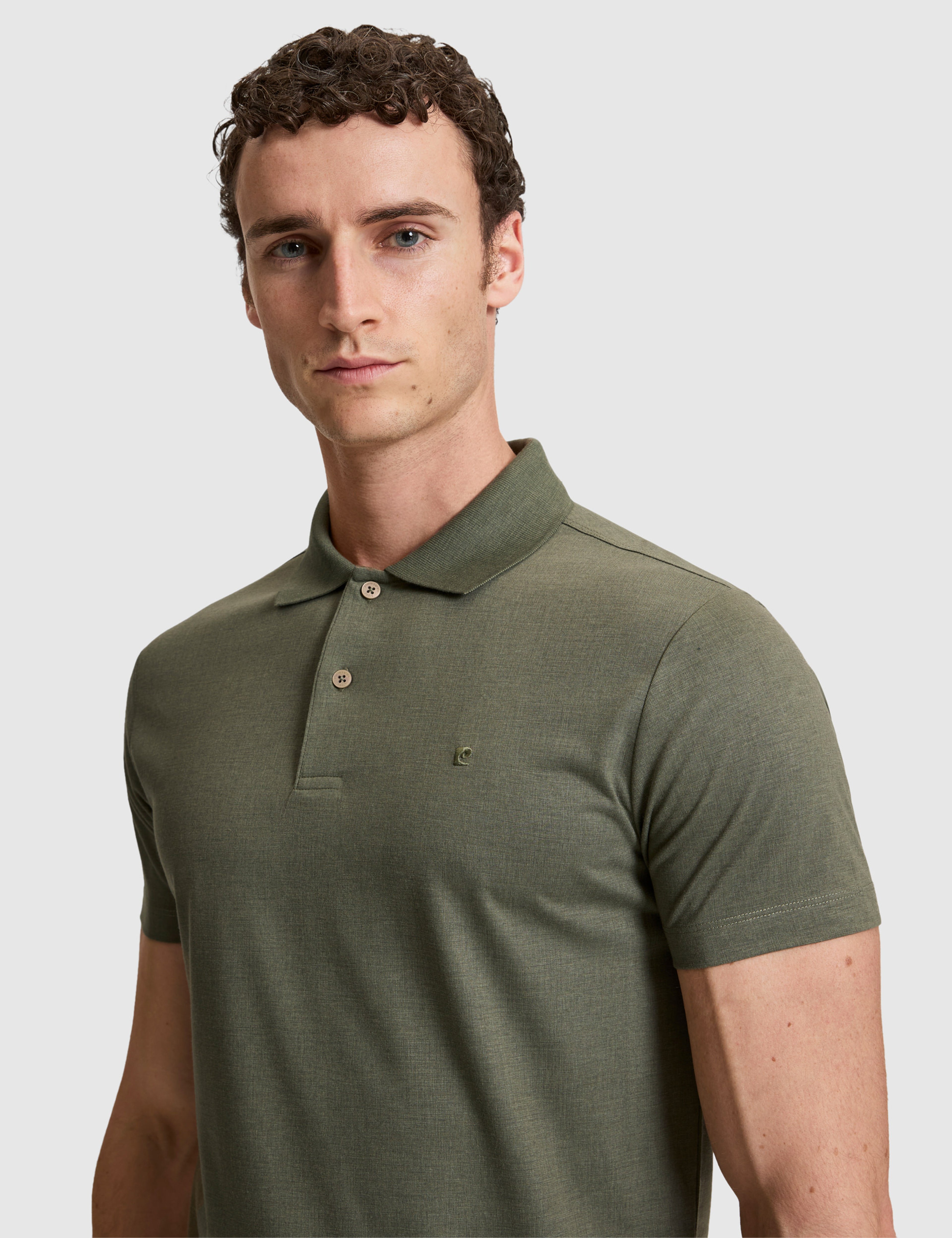 Haki Slim Fit Düğmeli Polo Yaka Tişört