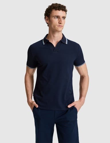 Lacivert Slim Fit %100 Pamuk Apaş Yaka Tişört