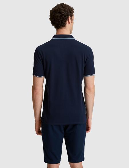 Lacivert Slim Fit %100 Pamuk Apaş Yaka Tişört - 50327845015
