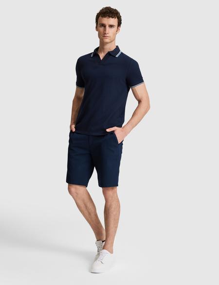 Lacivert Slim Fit %100 Pamuk Apaş Yaka Tişört - 50327845015