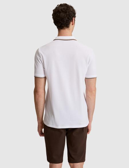 Beyaz Slim Fit %100 Pamuk Apaş Yaka Tişört - 50327845004