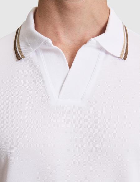 Beyaz Slim Fit %100 Pamuk Apaş Yaka Tişört - 50327845004