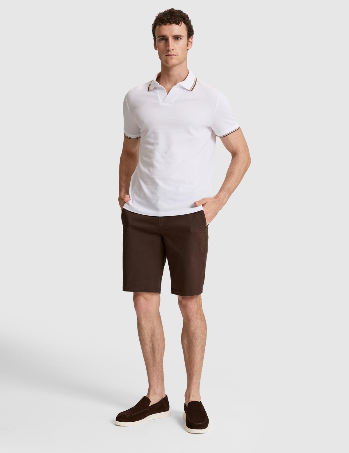Beyaz Slim Fit %100 Pamuk Apaş Yaka Tişört - 50327845004
