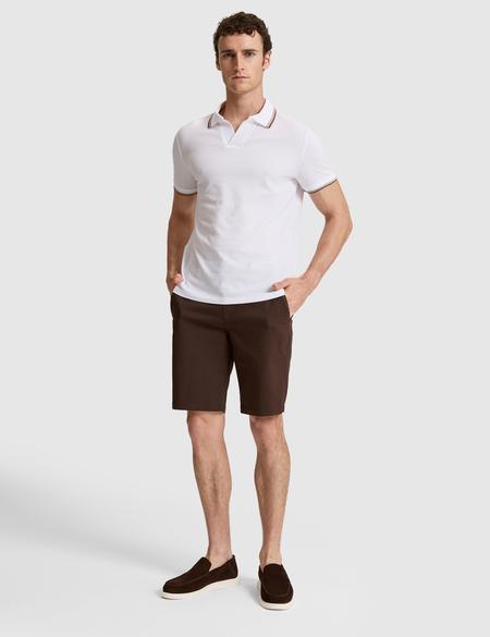 Beyaz Slim Fit %100 Pamuk Apaş Yaka Tişört - 50327845004