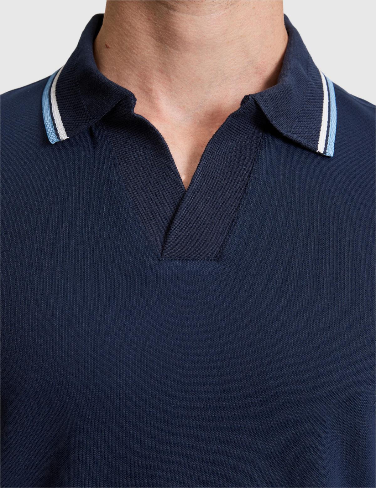 Lacivert Slim Fit %100 Pamuk Apaş Yaka Tişört - 50327845015
